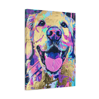 Happy Golden Retriever Painting Print, Abstract Neon Dog Wall Art, Unique Gift for Dog Mom or Veterinary Office Decor —