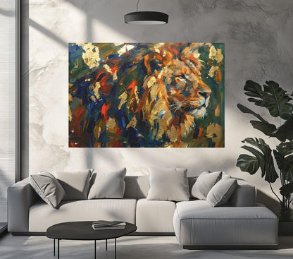 Lion of Judah Gold Foil Art | Abstract Christian Canvas Print — Framed Print wall art
