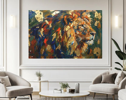 Lion of Judah Gold Foil Art | Abstract Christian Canvas Print — Framed Print wall art