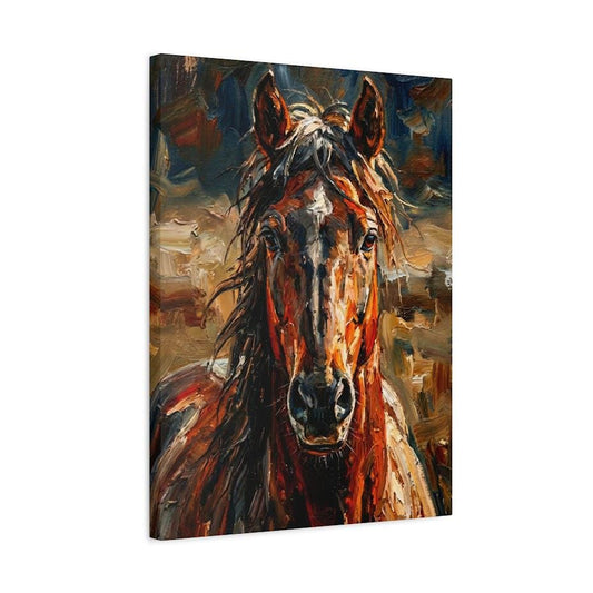 Rustic Western Horse Print | Modern Farmhouse Oil Painting | Vintage Equine Wall Art | Cabin Ranch Decor | Large Stallion —