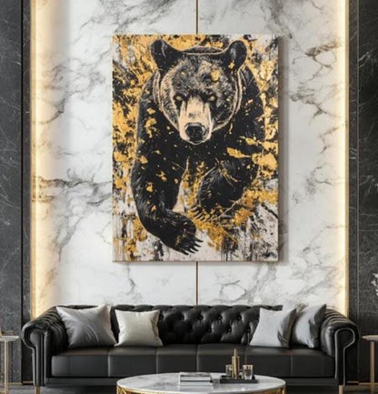 Bear Large Wall Art Print | Canvas or Poster | Hunting lodge decor | Forest Wildlife Artwork | Modern Rustic Animal Original