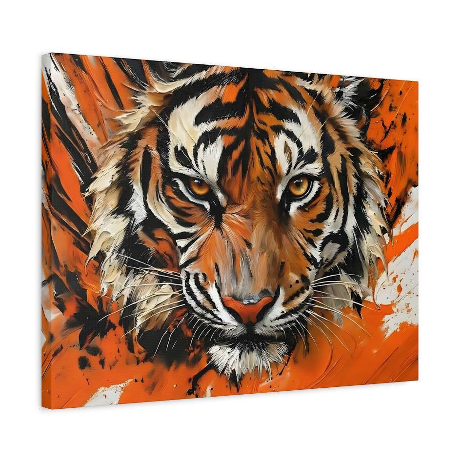 Bengal Tiger Wall Art | Wildlife Canvas or Poster Print for Living Room | Abstract Animal Painting — Canvas wall art