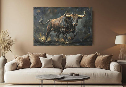 Bold Bull Canvas Print | Wildlife Animal Wall Art | Farmhouse Decor | Modern Wildlife Canvas or Poster | Finance Gift for Day