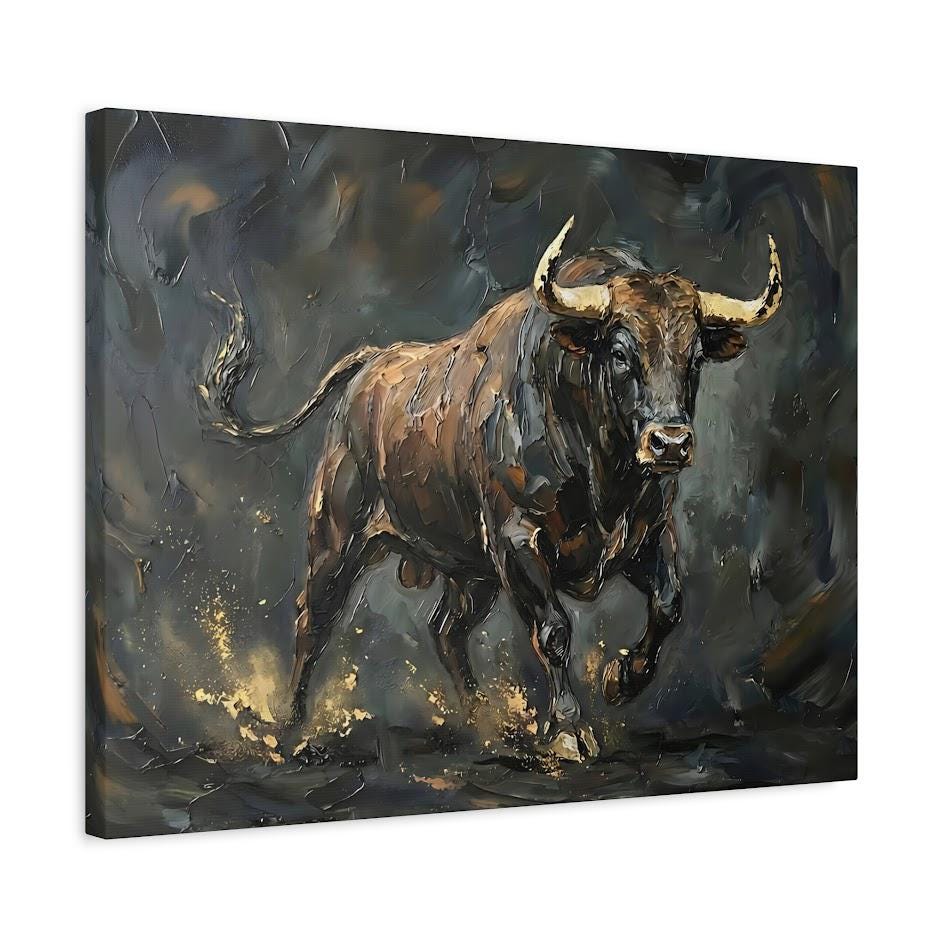 Bold Bull Canvas Print | Wildlife Animal Wall Art | Farmhouse Decor | Modern Wildlife Canvas or Poster | Finance Gift for Day