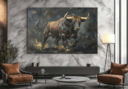 Bold Bull Canvas Print | Wildlife Animal Wall Art | Farmhouse Decor | Modern Wildlife Canvas or Poster | Finance Gift for Day