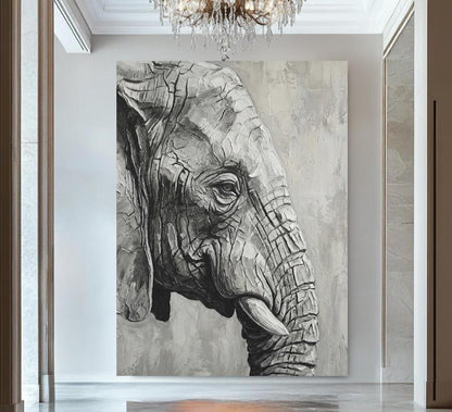 Grey Elephant Impasto Art | Modern Safari Print — Poster wall art