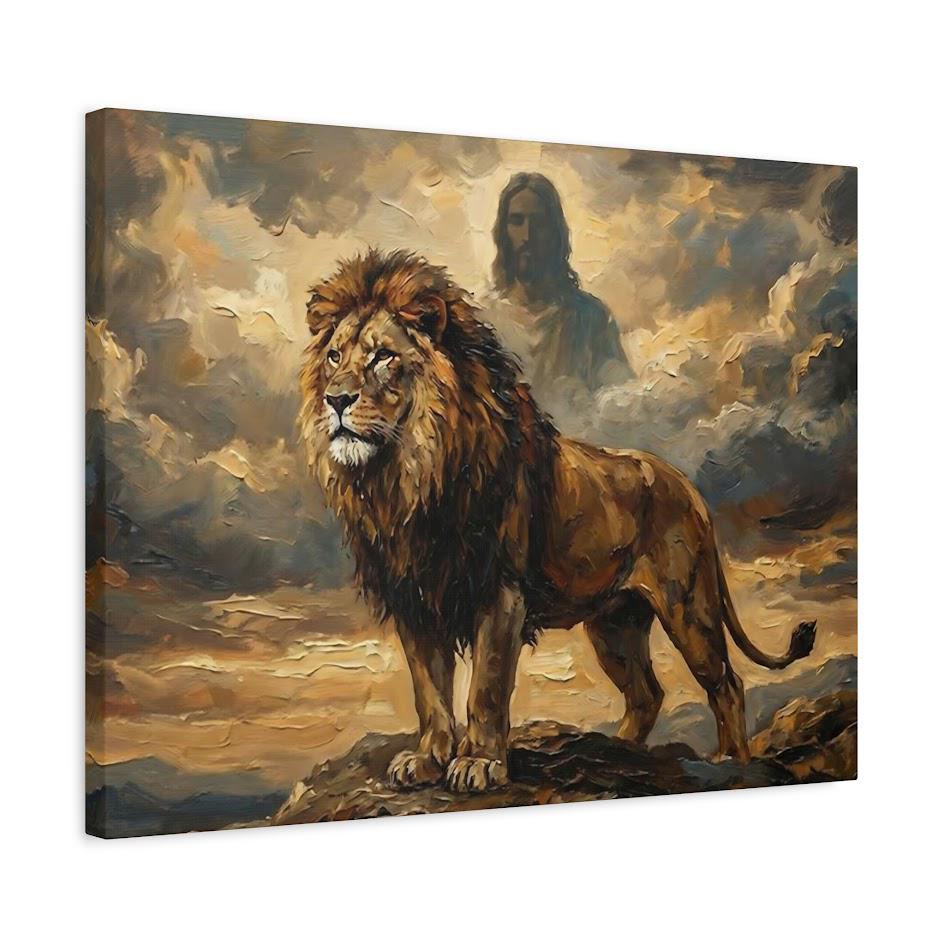 Lion of Judah Jesus Clouds Canvas Art, Majestic Prophetic Christian Wall Decor — Canvas wall art