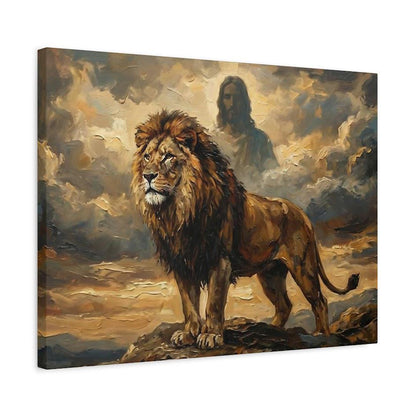 Lion of Judah Jesus Clouds Canvas Art, Majestic Prophetic Christian Wall Decor — Canvas wall art