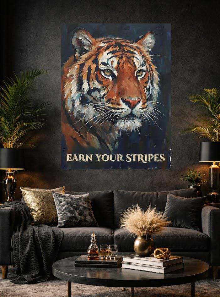 Motivational Tiger Wall Art, Bold Wildlife Print for Man Cave — Framed Print wall art