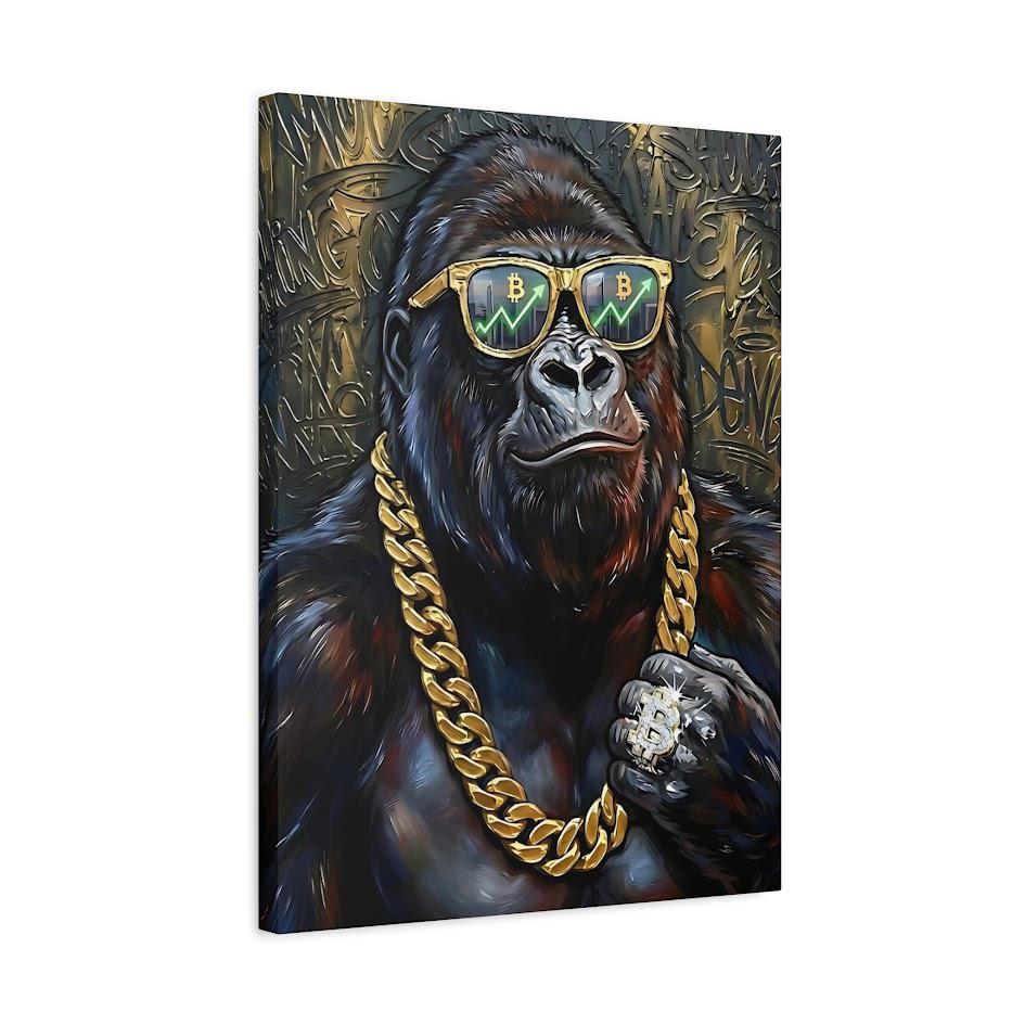 Bitcoin Gorilla Canvas Art, Graffiti Street Style, Crypto Investor Gift — Canvas wall art