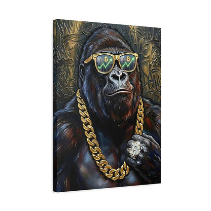 Bitcoin Gorilla Canvas Art, Graffiti Street Style, Crypto Investor Gift — Canvas wall art