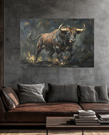 Bold Bull Canvas Print | Wildlife Animal Wall Art | Farmhouse Decor | Modern Wildlife Canvas or Poster | Finance Gift for Day
