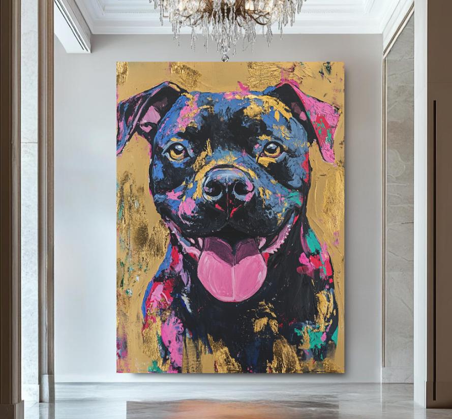 Colorful Pitbull Wall Art, Graffiti Pop Art Dog, American Bully Canvas or Poster, Pitbull Mom Gift — Poster wall art
