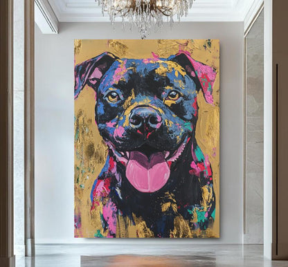 Colorful Pitbull Wall Art, Graffiti Pop Art Dog, American Bully Canvas or Poster, Pitbull Mom Gift — Poster wall art