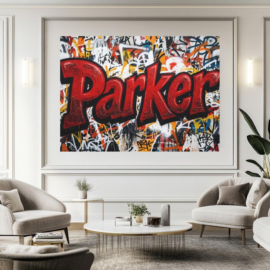 Personalized Graffiti Name Wall Art, Custom Street Art Canvas or Poster — Framed Print wall art