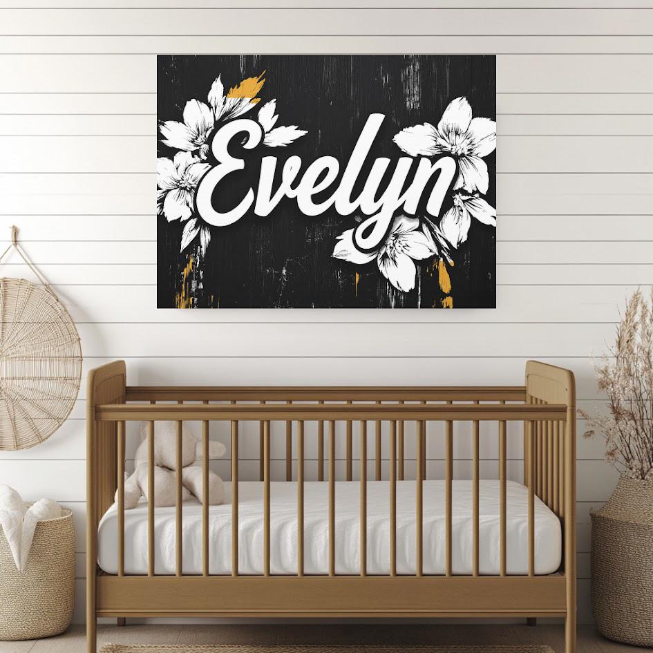 Personalized Floral Name Wall Art, Custom Girl Name Canvas or Poster — Framed Print wall art