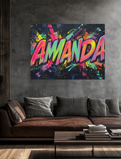 Personalized Graffiti Name Wall Art, Custom Street Art Canvas or Poster — Framed Print wall art