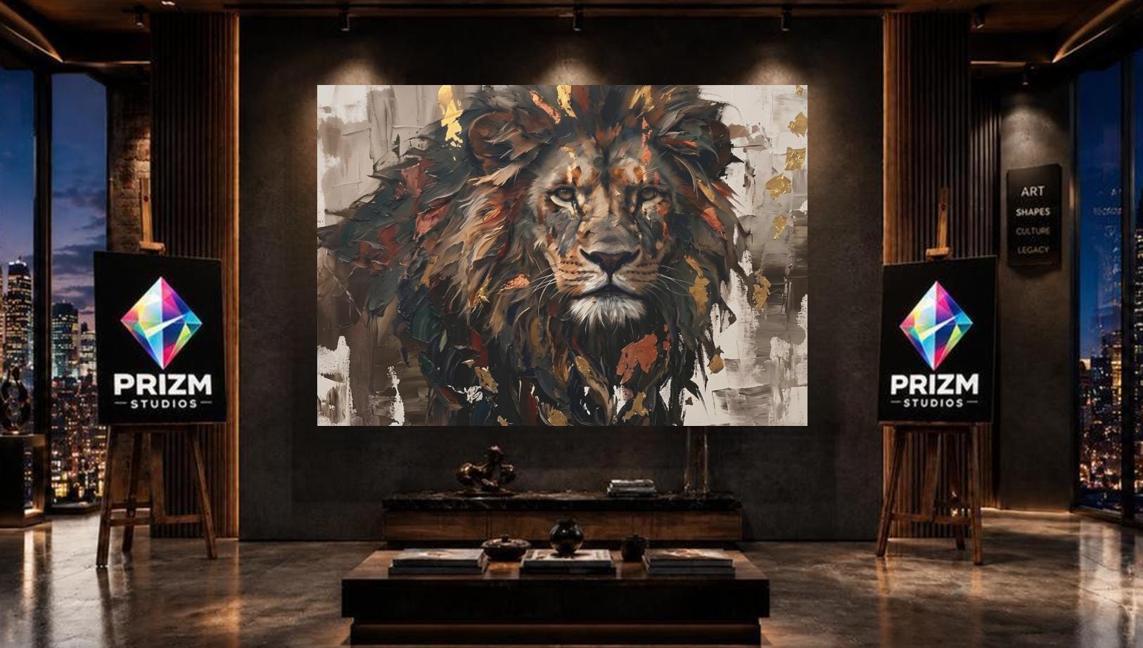 Lion Canvas Wall Art, Luxury Wildlife Portrait for Living Room — Framed Print wall art