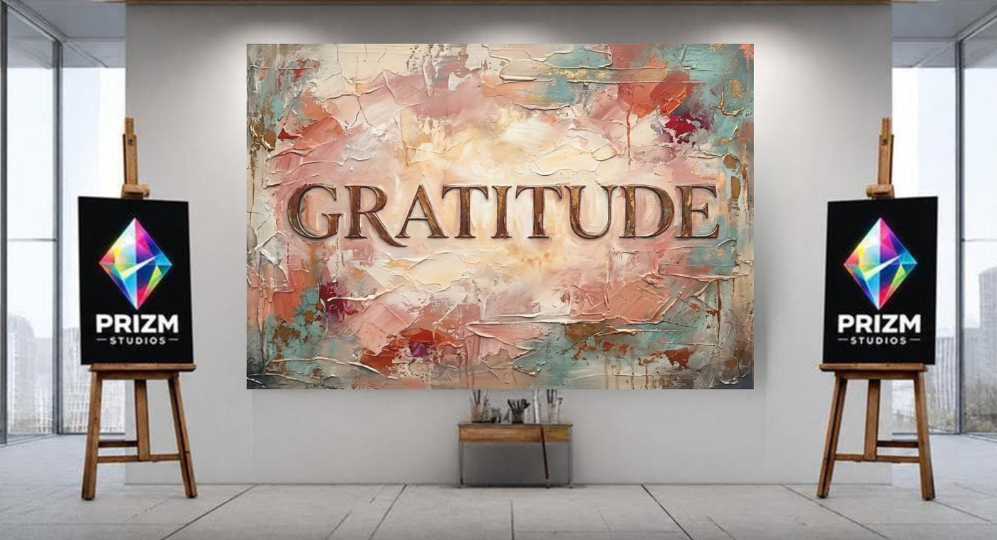 Gratitude Wall Art, Inspirational Canvas Print for Living Room Decor — Framed Print wall art