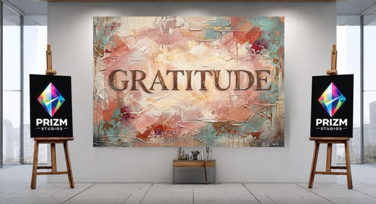Gratitude Wall Art, Inspirational Canvas Print for Living Room Decor — Framed Print wall art