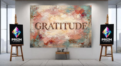 Gratitude Wall Art, Inspirational Canvas Print for Living Room Decor — Framed Print wall art