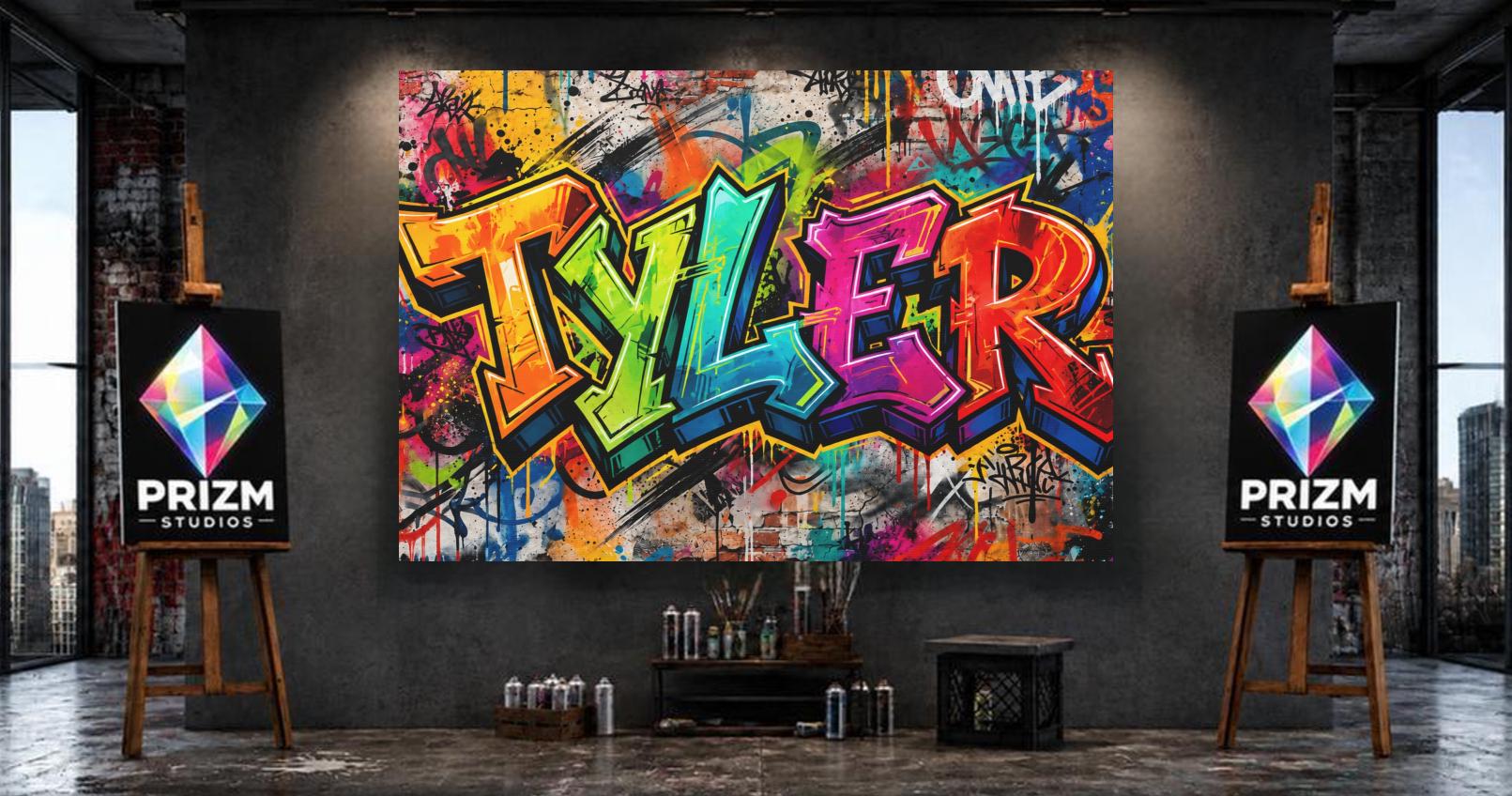 Personalized Graffiti Name Wall Art, Custom Urban Canvas or Poster — Framed Print wall art