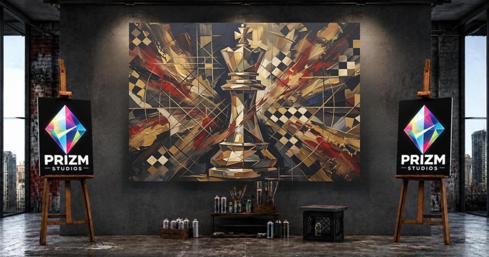 Chess King Canvas Wall Art, Gold Strategy Print for Office Decor — Poster wall art