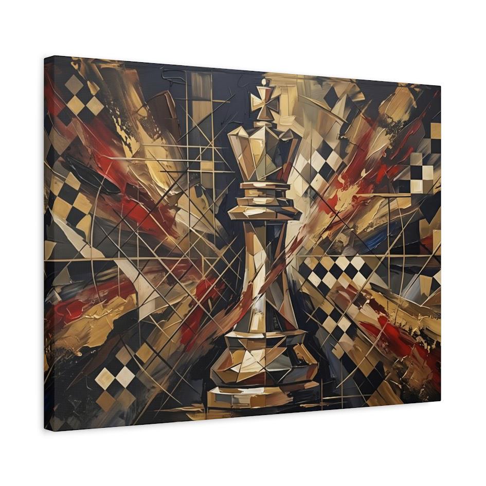 Chess King Canvas Wall Art, Gold Strategy Print for Office Decor — Canvas wall art