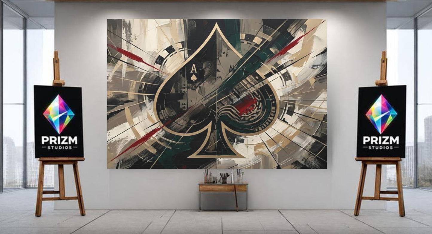 Ace of Spades Wall Art, Luxury Poker Canvas Print for Game Room — Framed Print wall art