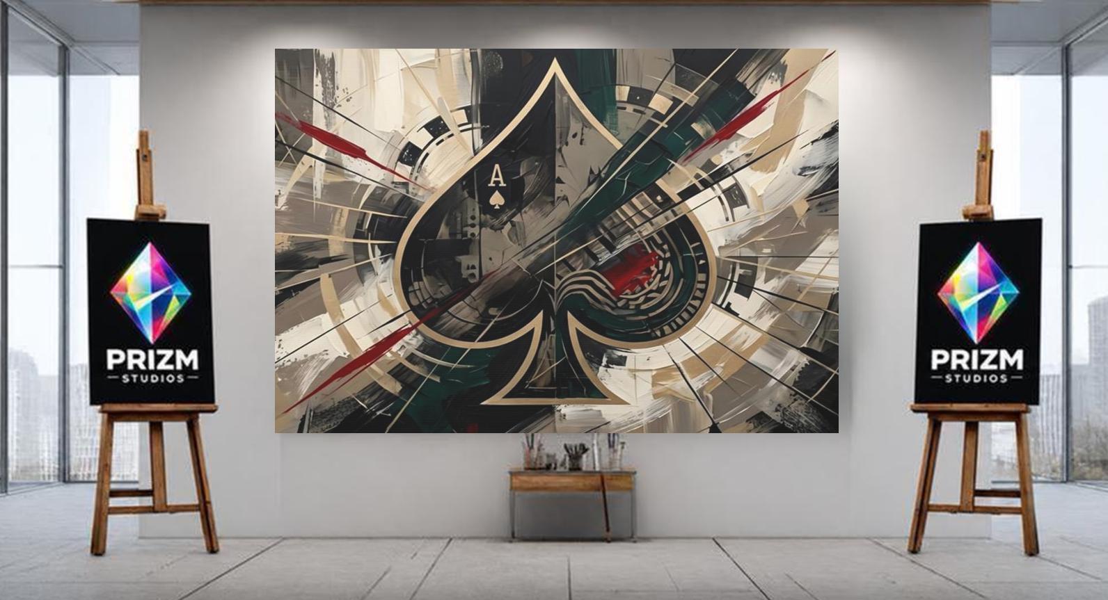 Ace of Spades Wall Art, Luxury Poker Canvas Print for Game Room — Framed Print wall art