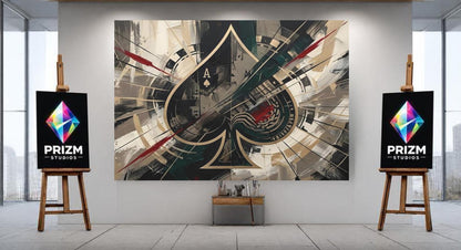 Ace of Spades Wall Art, Luxury Poker Canvas Print for Game Room — Framed Print wall art