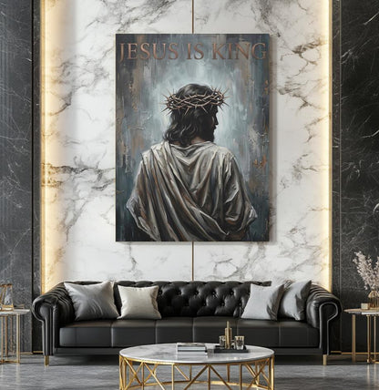 Jesus Is King Wall Art, Crown of Thorns Christian Canvas Print — Framed Print wall art