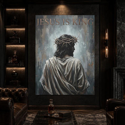 Jesus Is King Wall Art, Crown of Thorns Christian Canvas Print — Framed Print wall art