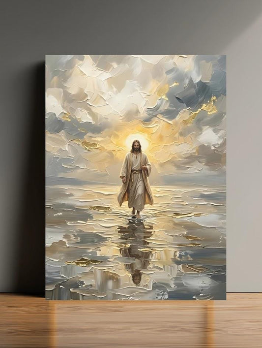 Jesus Walking on Water Wall Art, Christian Canvas Print for Prayer Room — Poster wall art