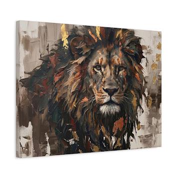 Lion Canvas Wall Art, Luxury Wildlife Portrait for Living Room — Canvas wall art