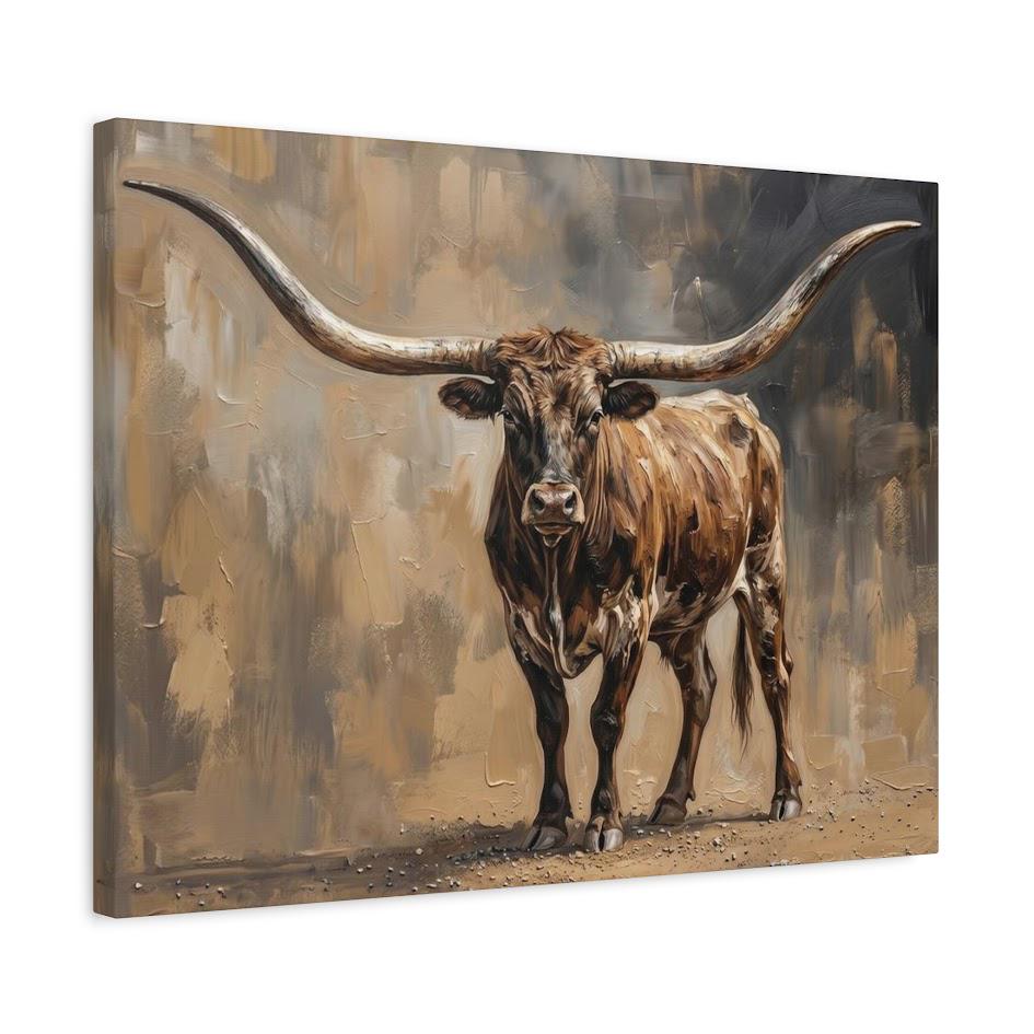 Longhorn Canvas Wall Art, Rustic Western Animal Print for Living Room — Canvas wall art
