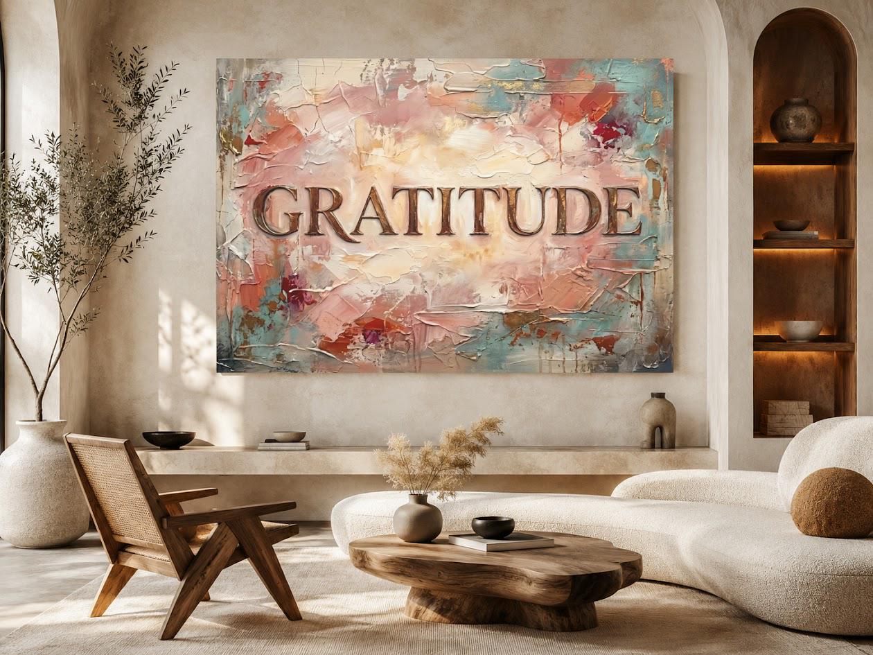 Gratitude Wall Art, Inspirational Canvas Print for Living Room Decor — Poster wall art