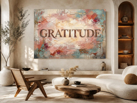 Gratitude Wall Art, Inspirational Canvas Print for Living Room Decor — Poster wall art