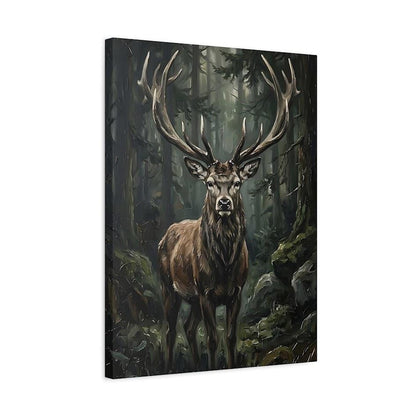 Stag Deer Wall Art, Moody Forest Wildlife Canvas Print — Canvas wall art