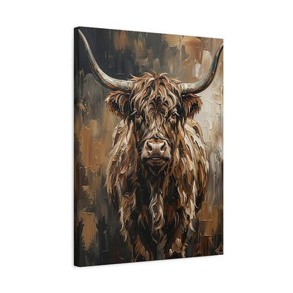 Highland Cow Wall Art, Rustic Farmhouse Canvas Print for Cabin Decor — Canvas wall art