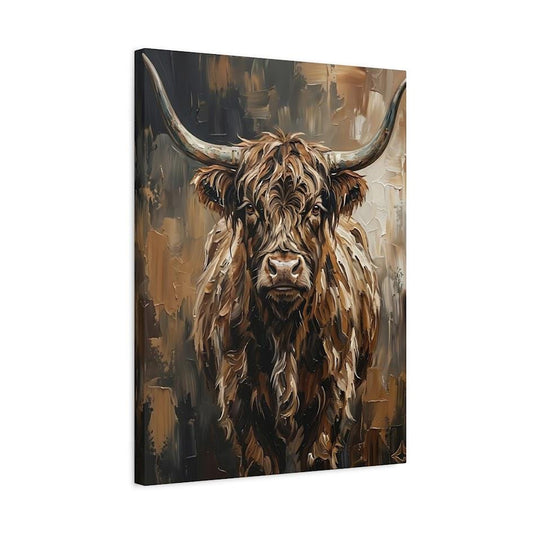 Highland Cow Wall Art, Rustic Farmhouse Canvas Print for Cabin Decor — Canvas wall art