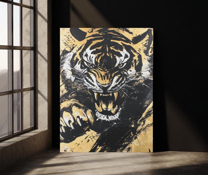 Roaring Tiger Art | Canvas or Poster | Jungle Animal Print | Big Cat Painting — Poster wall art