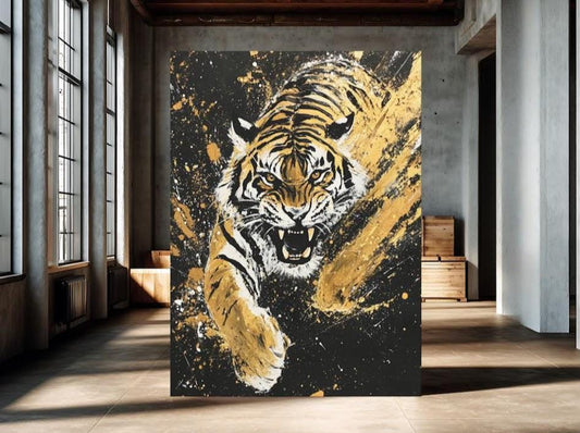 Golden Tiger Canvas Art, Animal Wall Decor, Wildlife Print — Poster wall art