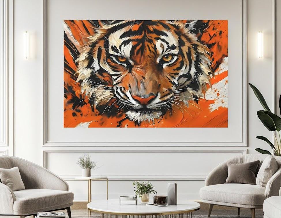 Bengal Tiger Wall Art | Wildlife Canvas or Poster Print for Living Room | Abstract Animal Painting — Poster wall art