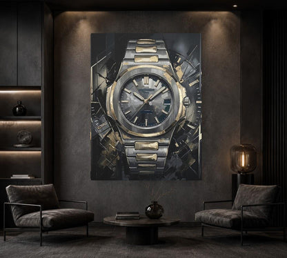 Luxury Watch Canvas Wall Art, Abstract Timepiece Print for Executive Office or Lounge — Framed Print wall art