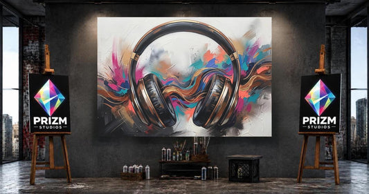 Abstract Music Wall Art, Colorful Headphones Canvas for Studio or Game Room Decor — Poster wall art