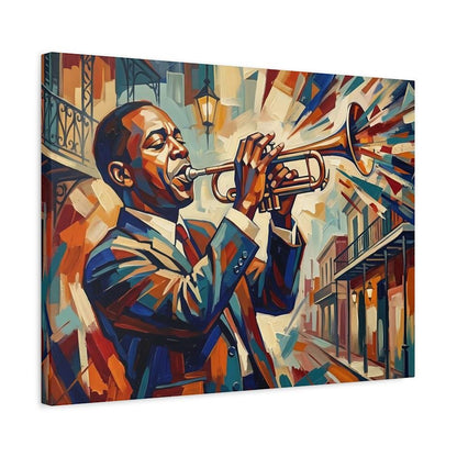 New Orleans Jazz Canvas Wall Art, Colorful Abstract Trumpet Print for Home Bar or Lounge — Canvas wall art