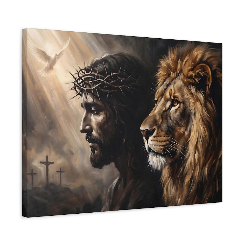Lion of Judah Canvas Wall Art, Jesus and Lion Christian Print for Modern Home or Office — Canvas wall art