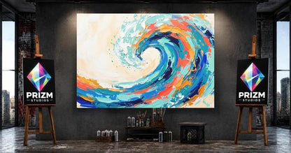 Ocean Wave Canvas Wall Art, Colorful Abstract Coastal Print for Modern Beach House or Living Room — Poster wall art