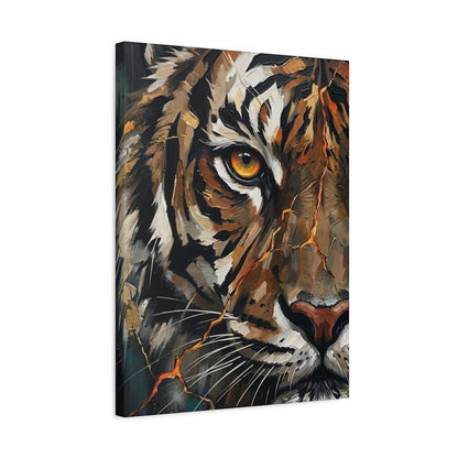 Tiger Canvas Wall Art, Abstract Predator Face Print for Executive Office or Man Cave — Canvas wall art